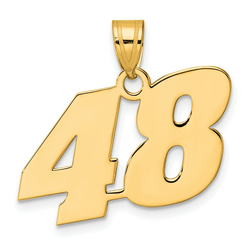 14K Yellow Gold Polished Block Number Pendant