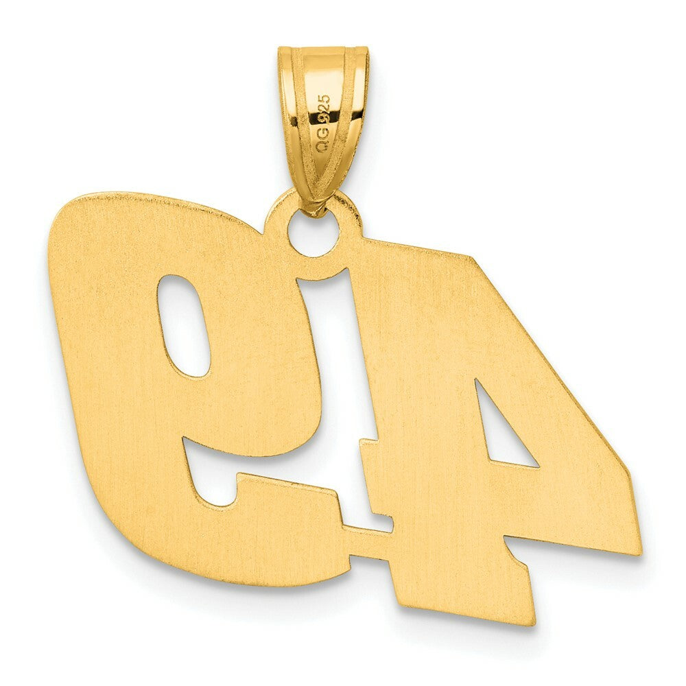 14K Yellow Gold Polished Block Number Pendant