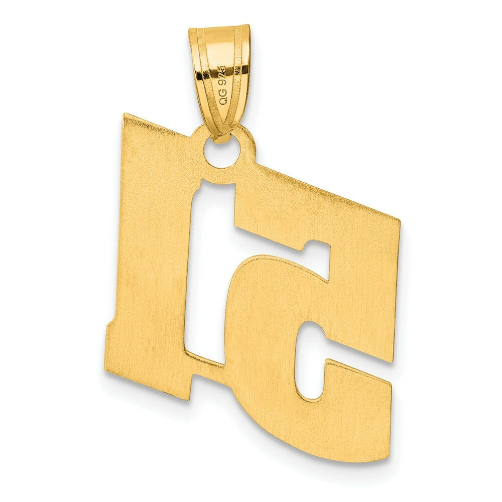 14K Yellow Gold Polished Block Number Pendant