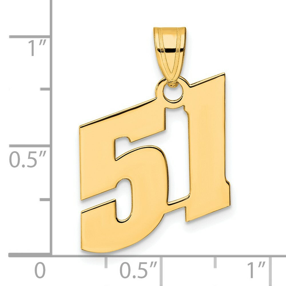 14K Yellow Gold Polished Block Number Pendant