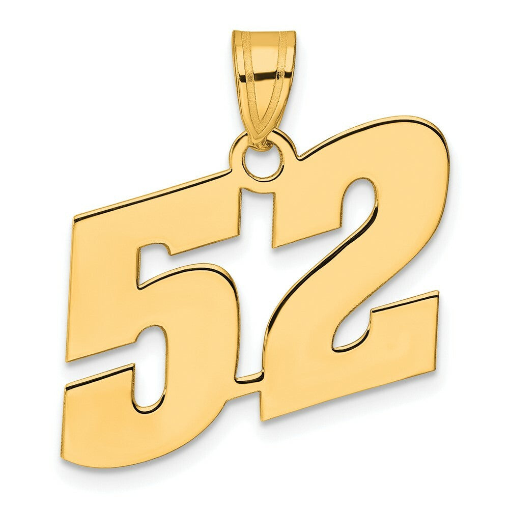 14K Yellow Gold Polished Block Number Pendant