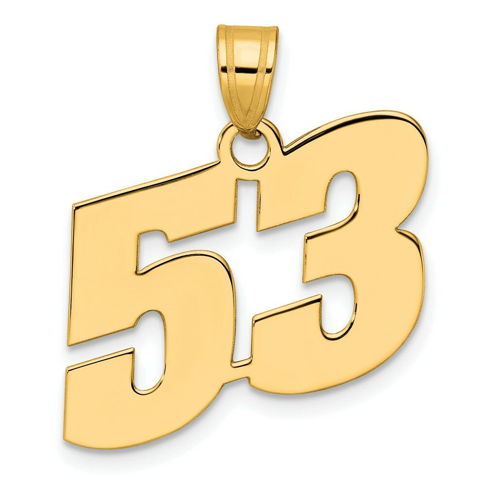 14K Yellow Gold Polished Block Number Pendant