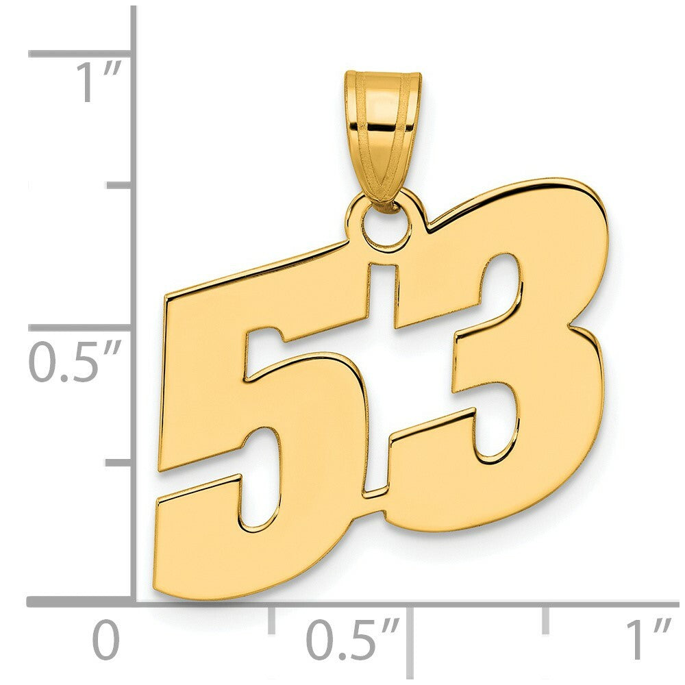 14K Yellow Gold Polished Block Number Pendant