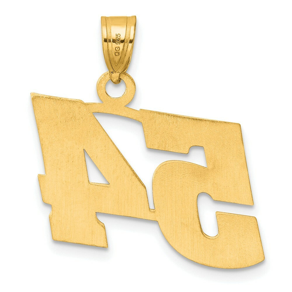 14K Yellow Gold Polished Block Number Pendant