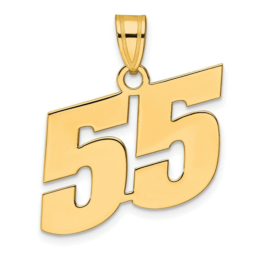14K Yellow Gold Polished Block Number Pendant