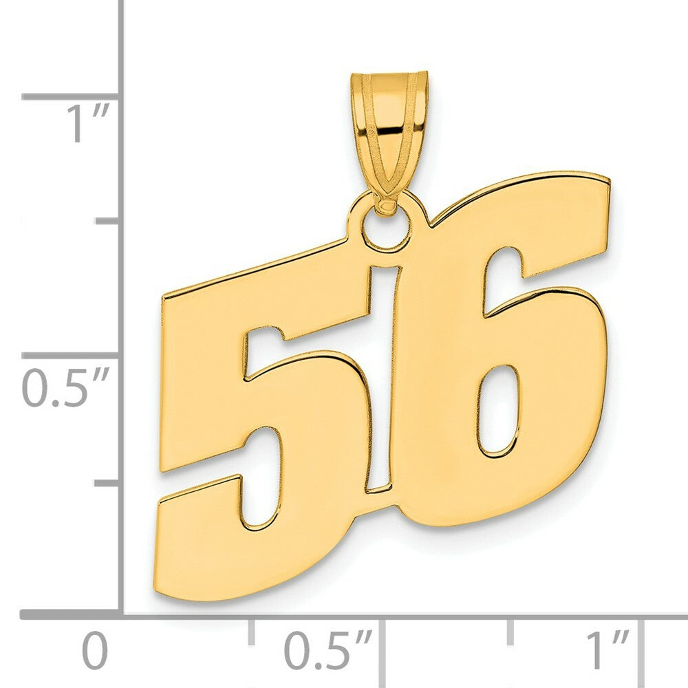 14K Yellow Gold Polished Block Number Pendant