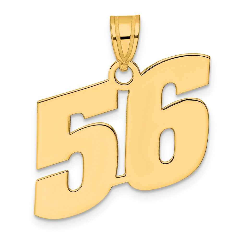 14K Yellow Gold Polished Block Number Pendant