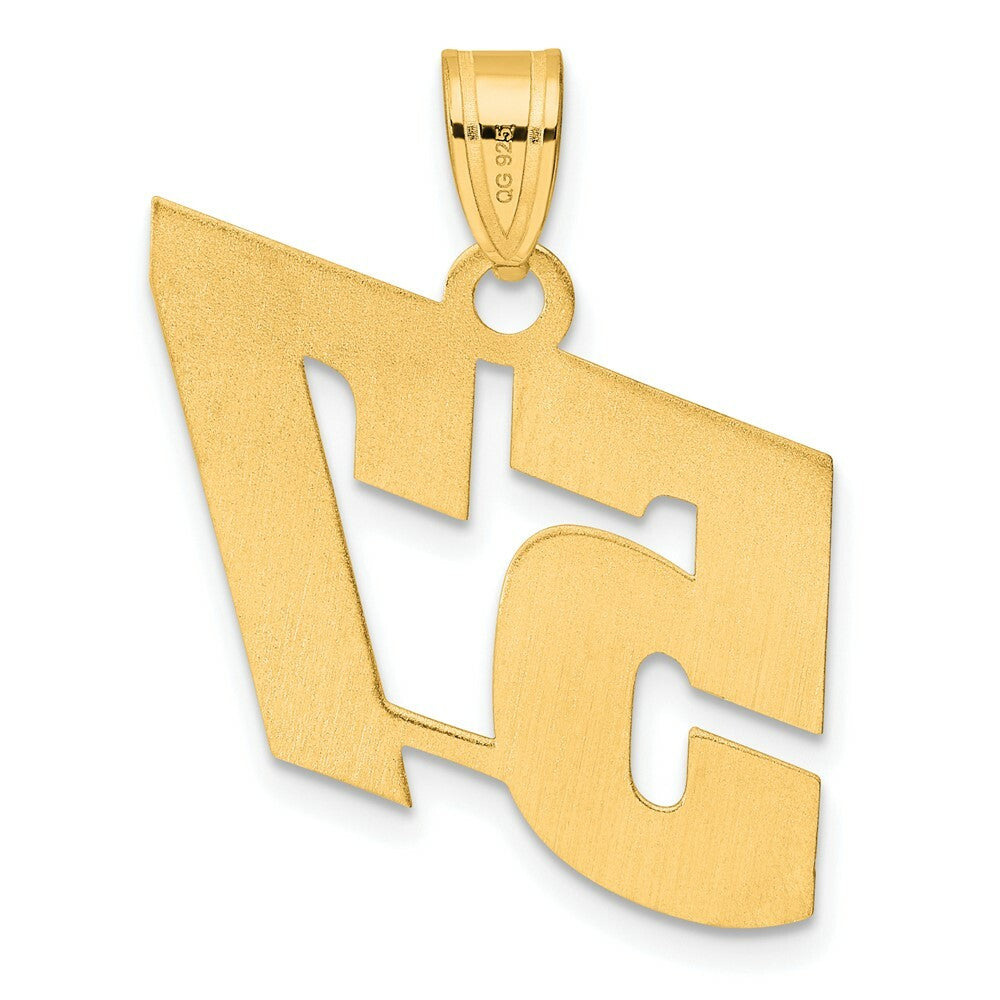 14K Yellow Gold Polished Block Number Pendant