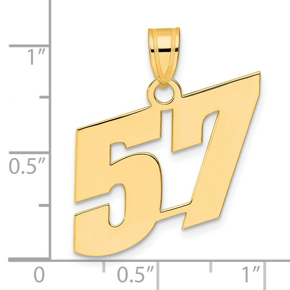 14K Yellow Gold Polished Block Number Pendant