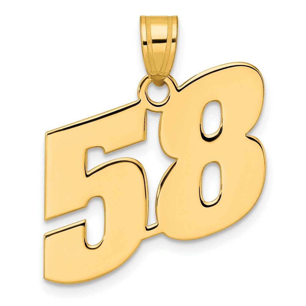 14K Yellow Gold Polished Block Number Pendant