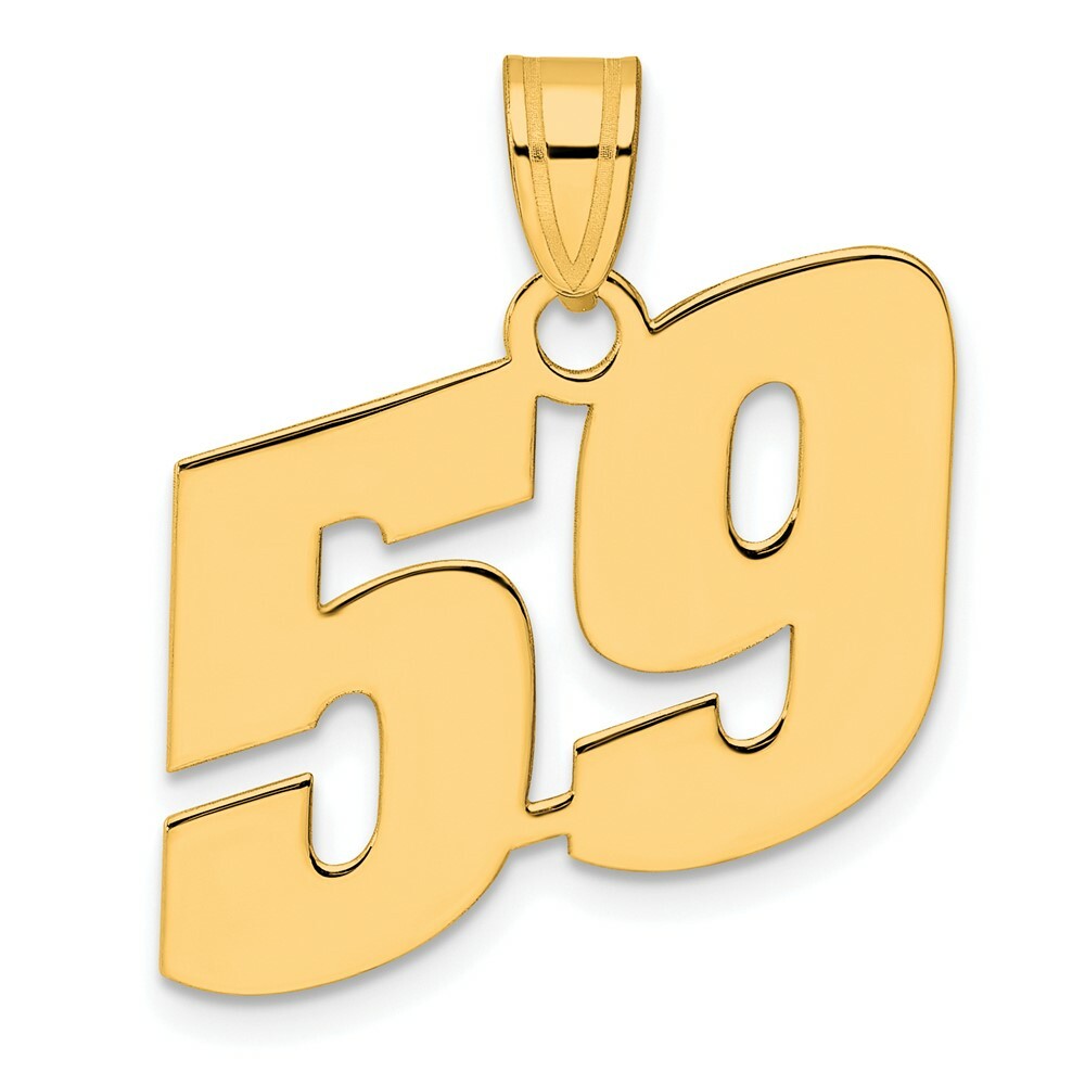 14K Yellow Gold Polished Block Number Pendant