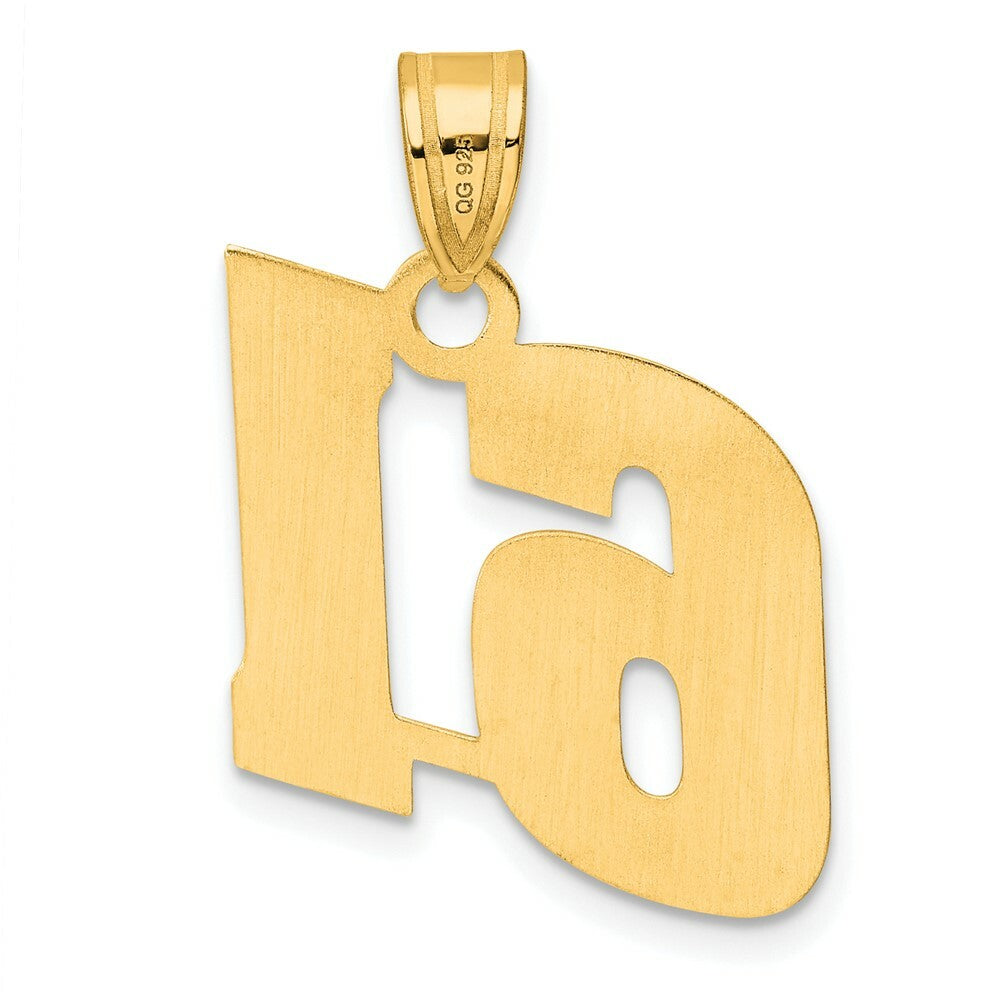 14K Yellow Gold Polished Block Number Pendant