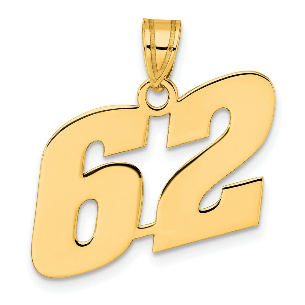 14K Yellow Gold Polished Block Number Pendant