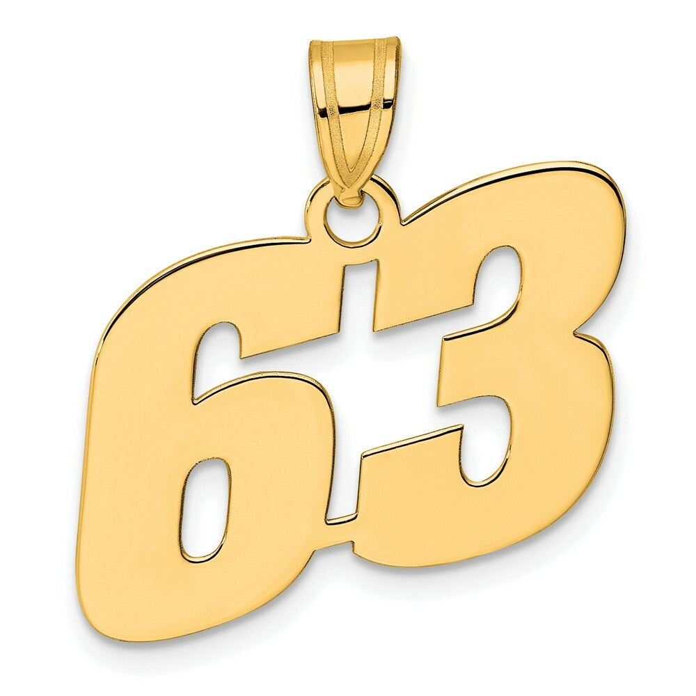 14K Yellow Gold Polished Block Number Pendant