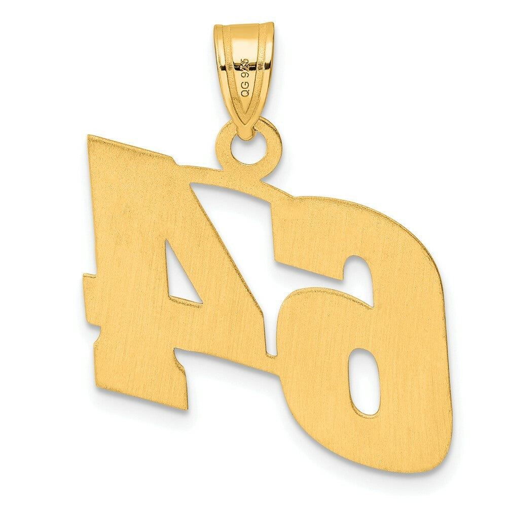 14K Yellow Gold Polished Block Number Pendant