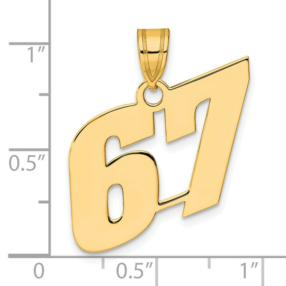 14K Yellow Gold Polished Block Number Pendant