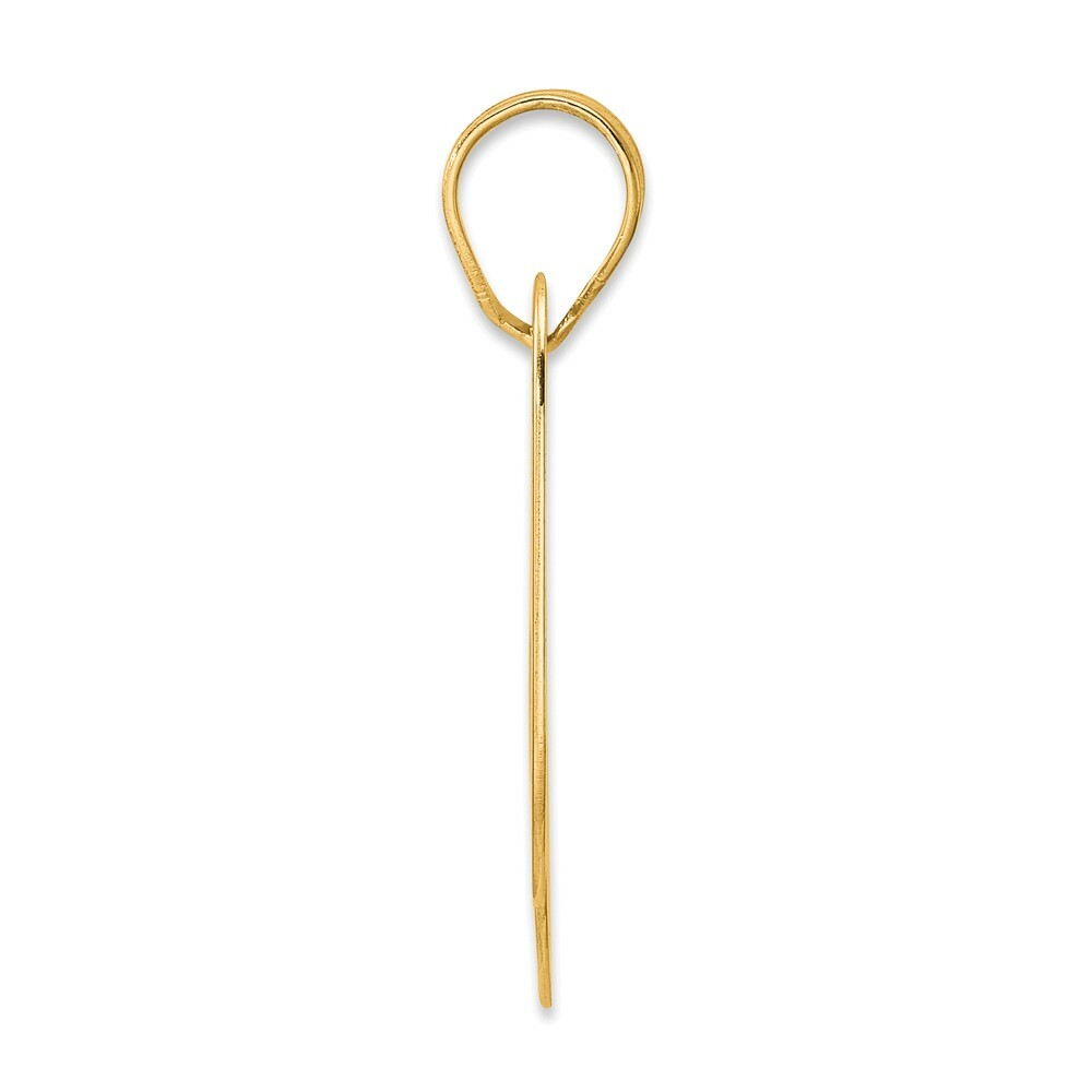14K Yellow Gold Polished Block Number Pendant
