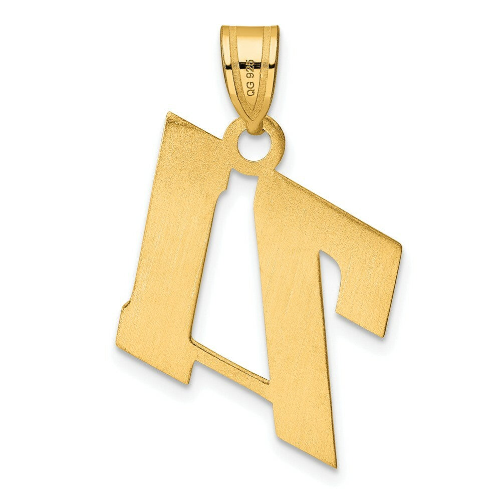 14K Yellow Gold Polished Block Number Pendant