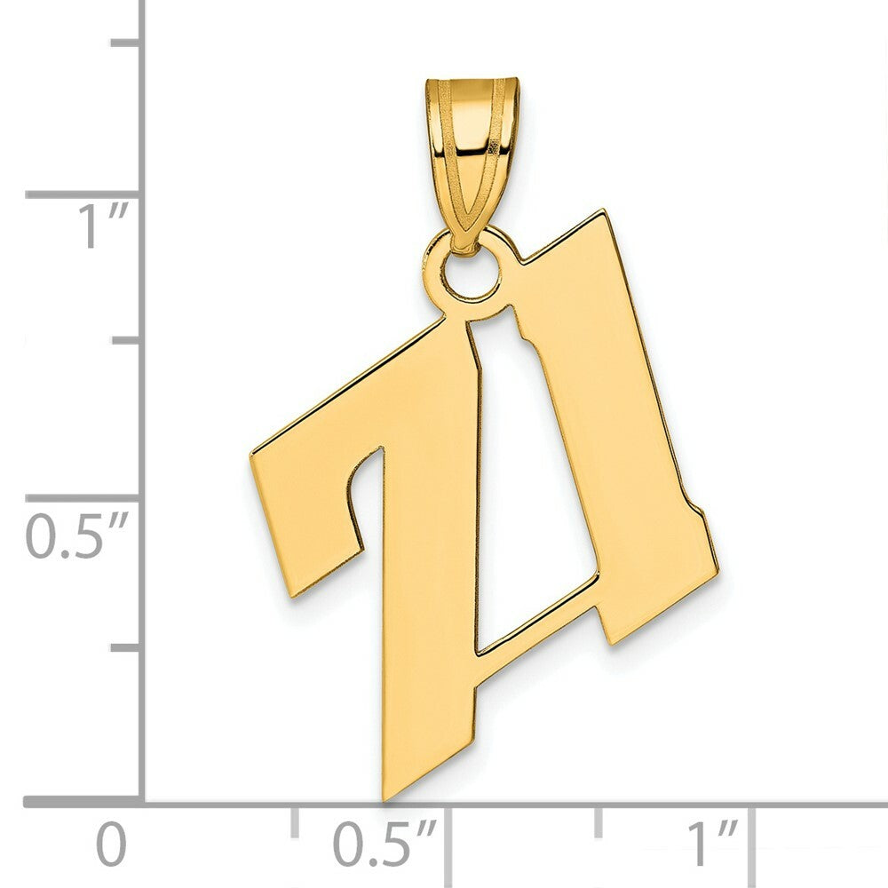 14K Yellow Gold Polished Block Number Pendant