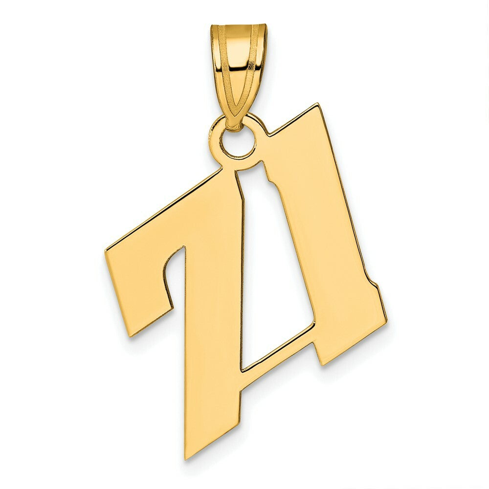 14K Yellow Gold Polished Block Number Pendant