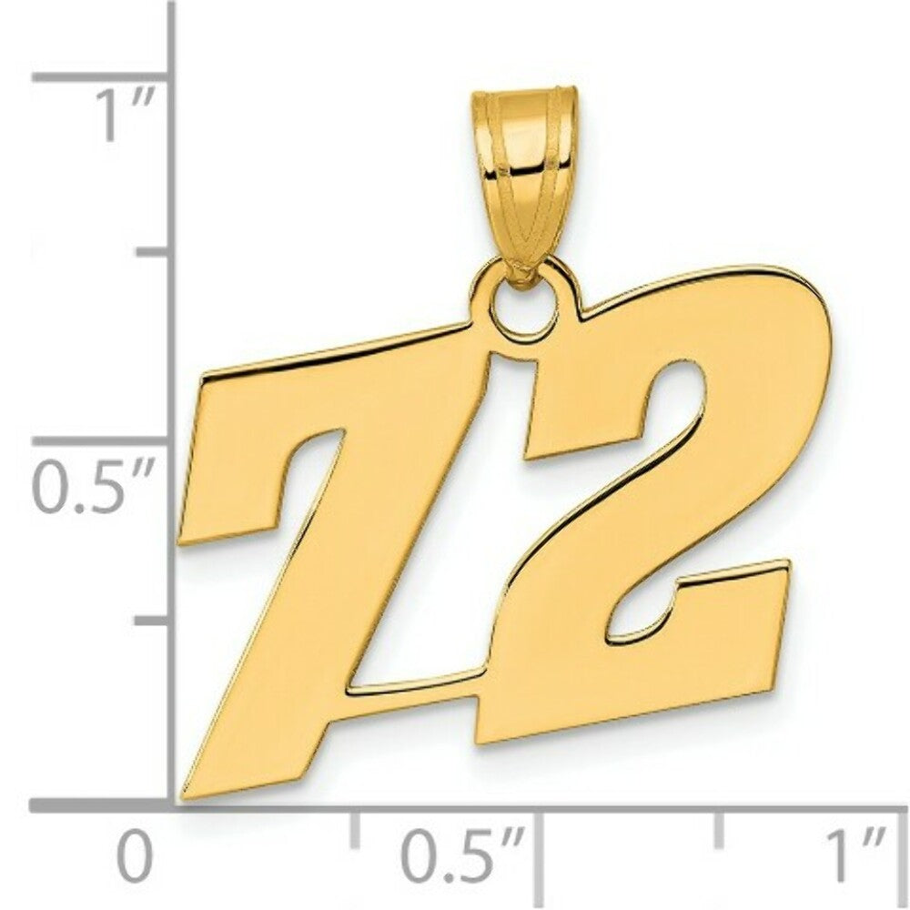 14K Yellow Gold Polished Block Number Pendant