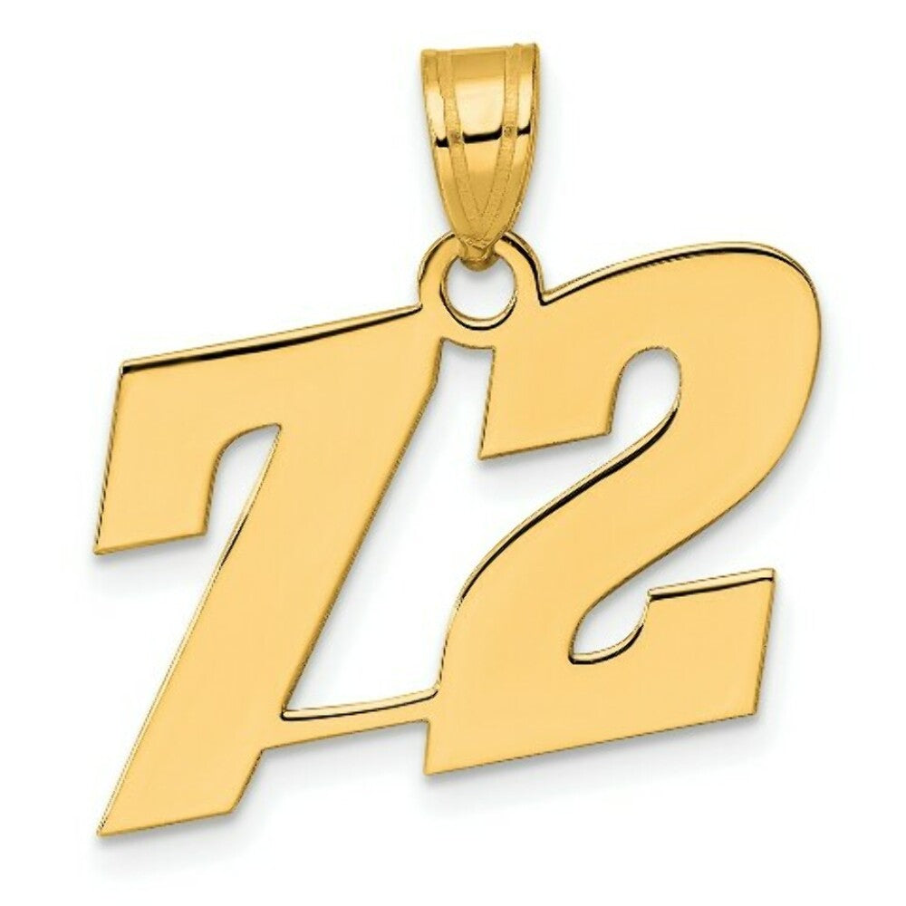 14K Yellow Gold Polished Block Number Pendant