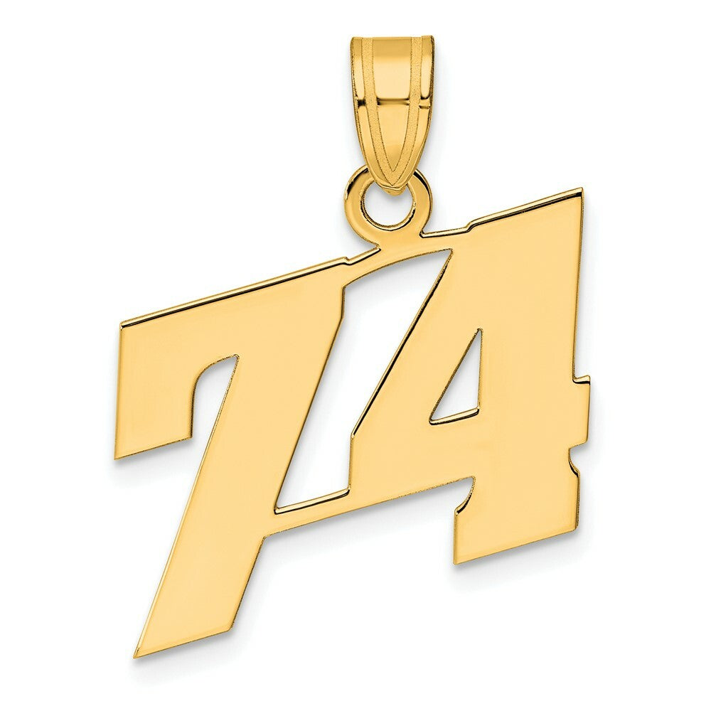 14K Yellow Gold Polished Block Number Pendant