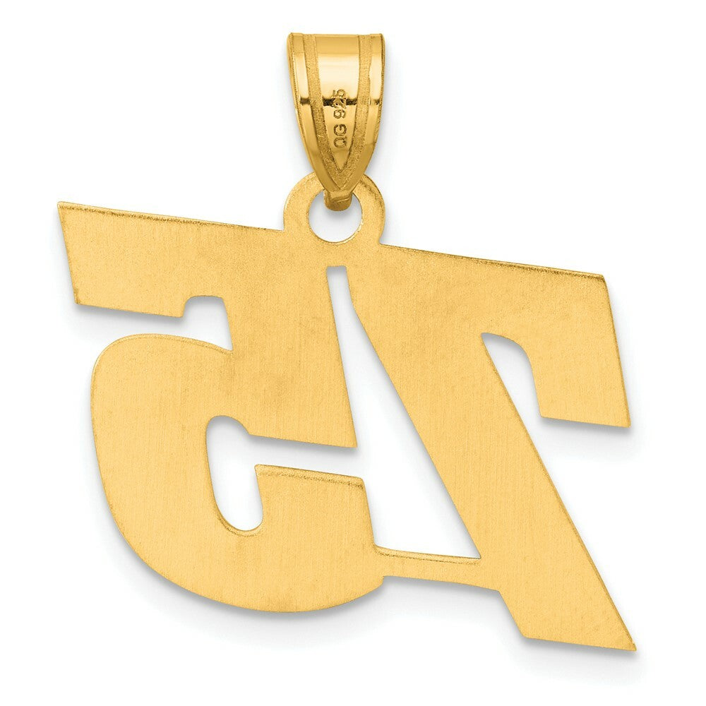 14K Yellow Gold Polished Block Number Pendant