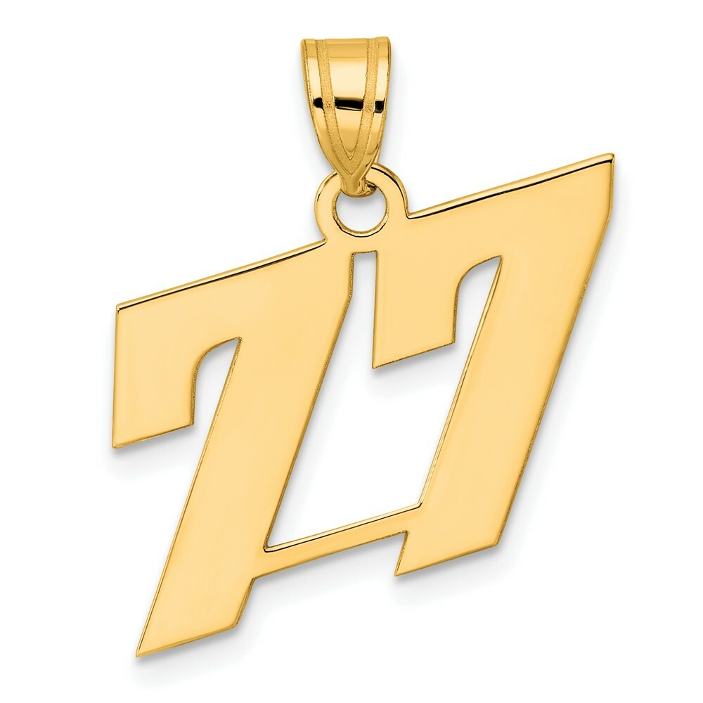 14K Yellow Gold Polished Block Number Pendant