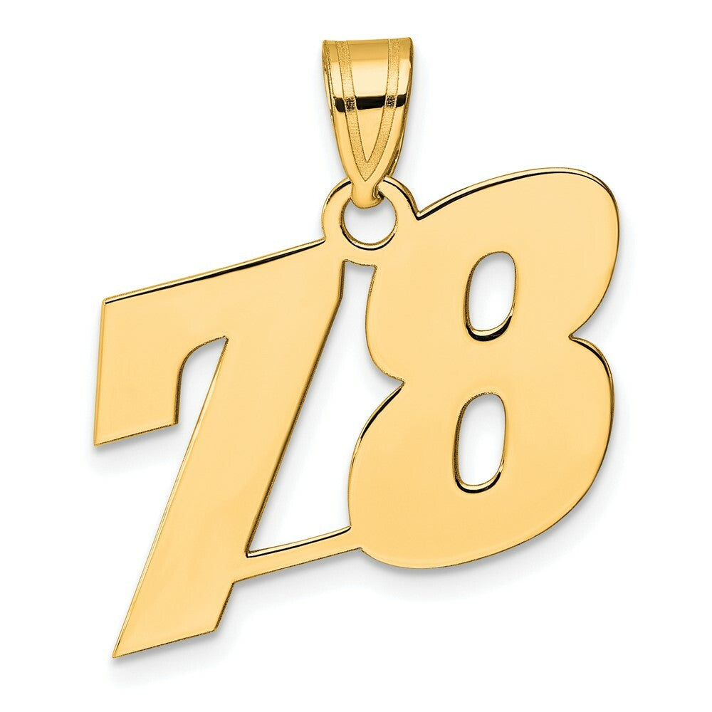 14K Yellow Gold Polished Block Number Pendant