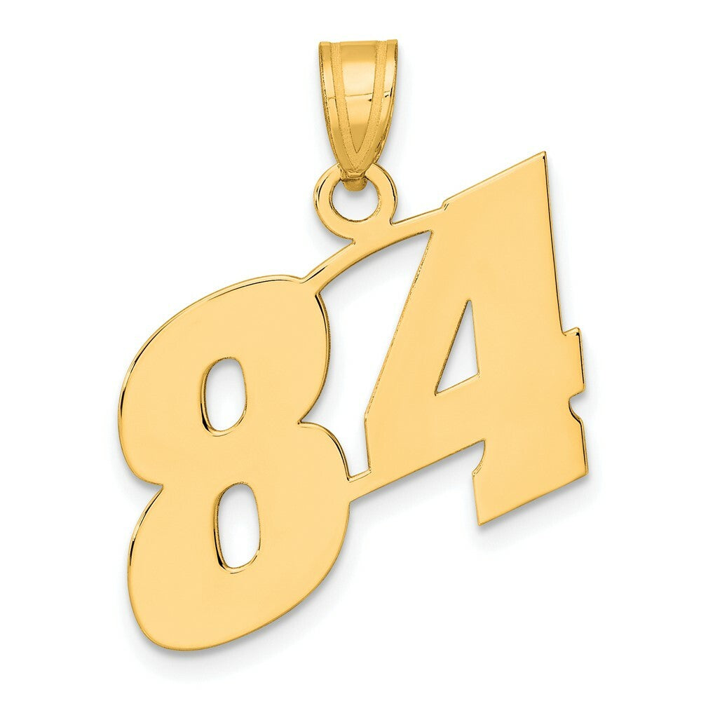 14K Yellow Gold Polished Block Number Pendant