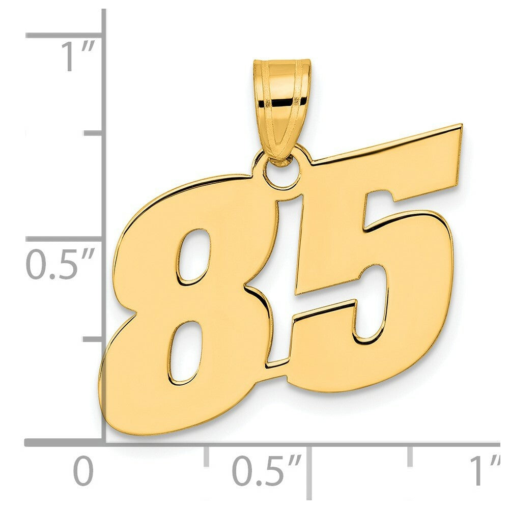 14K Yellow Gold Polished Block Number Pendant