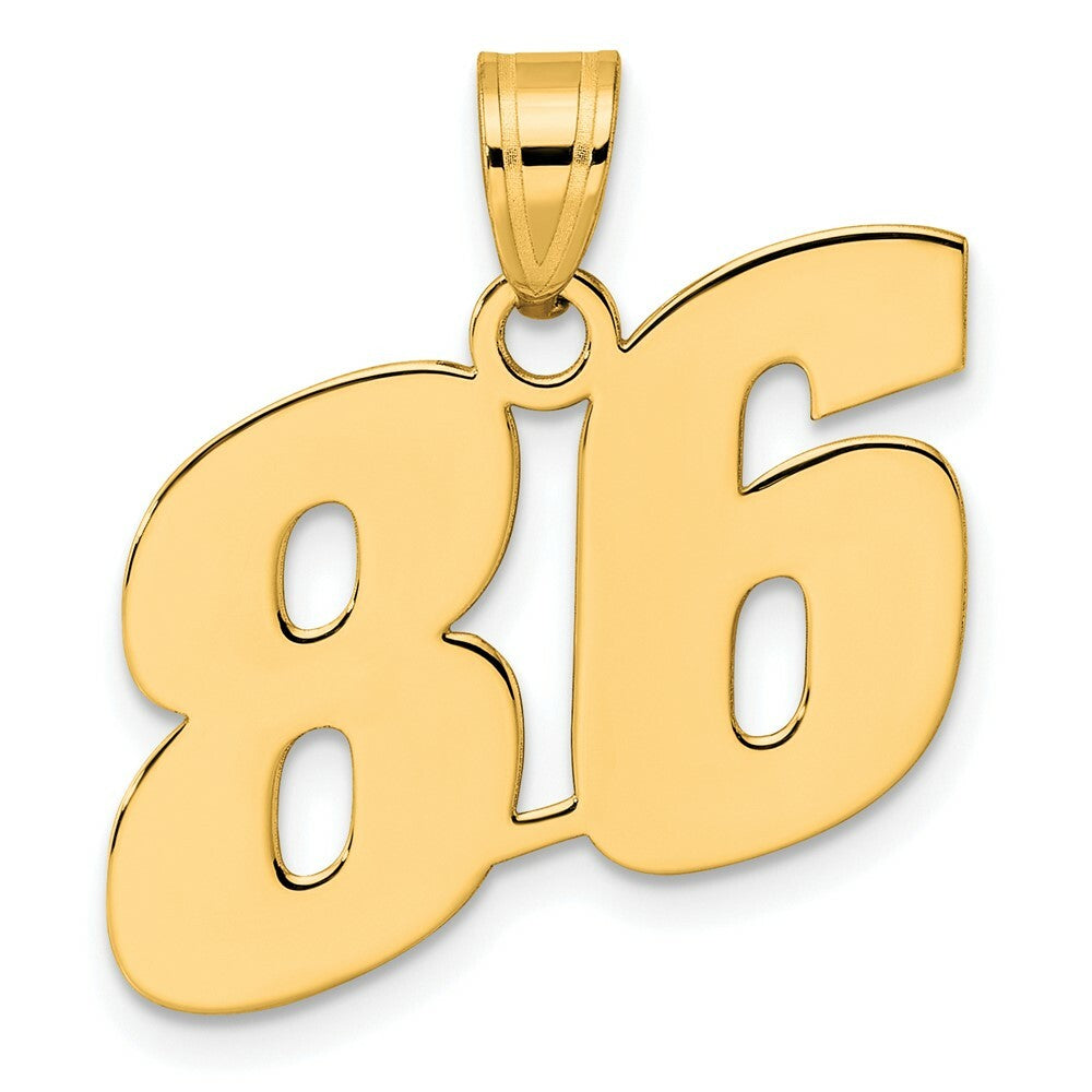 14K Yellow Gold Polished Block Number Pendant