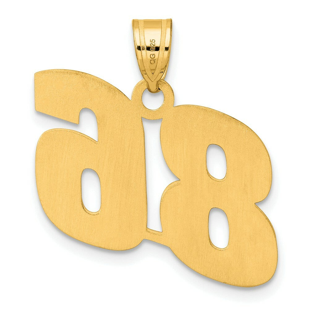 14K Yellow Gold Polished Block Number Pendant