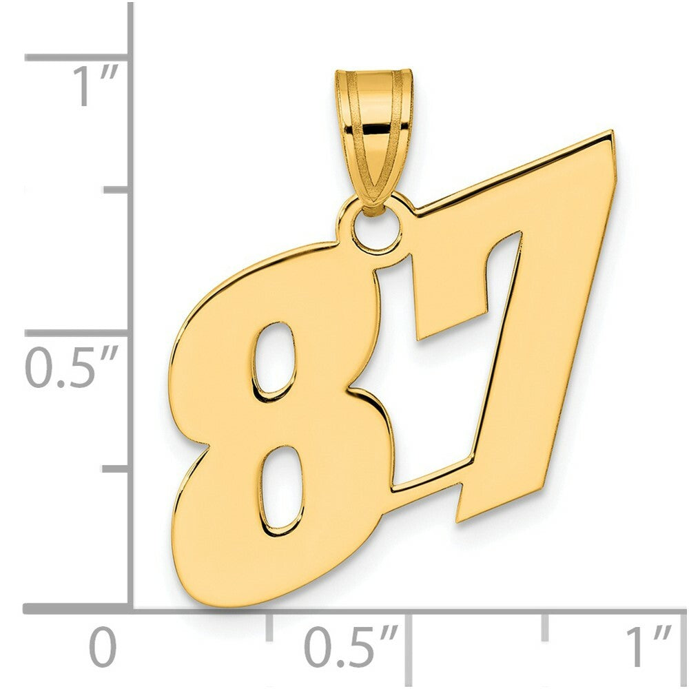 14K Yellow Gold Polished Block Number Pendant