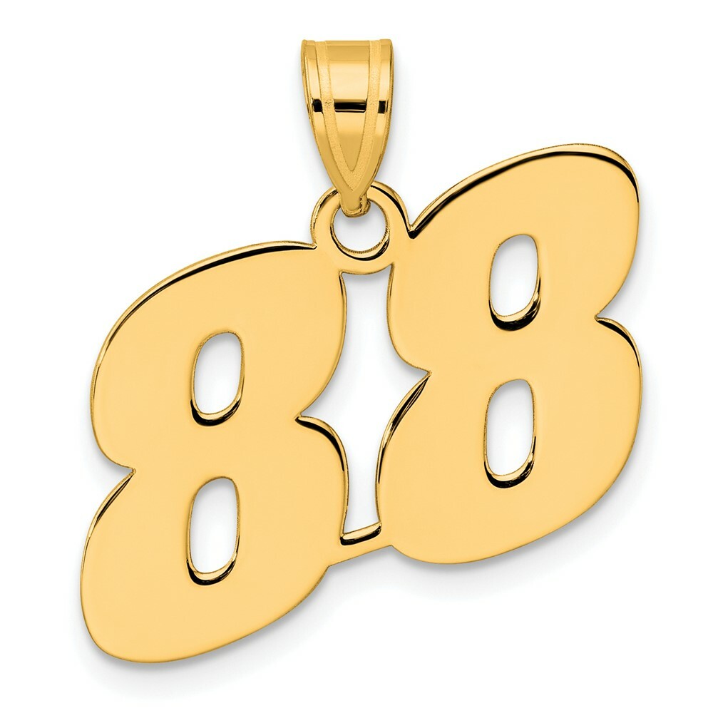 14K Yellow Gold Polished Block Number Pendant