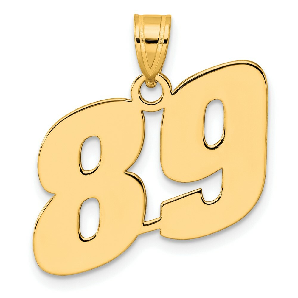 14K Yellow Gold Polished Block Number Pendant