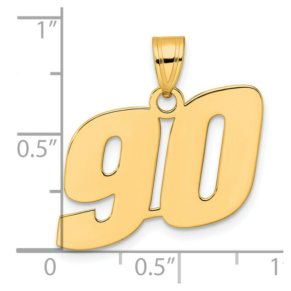 14K Yellow Gold Polished Block Number Pendant