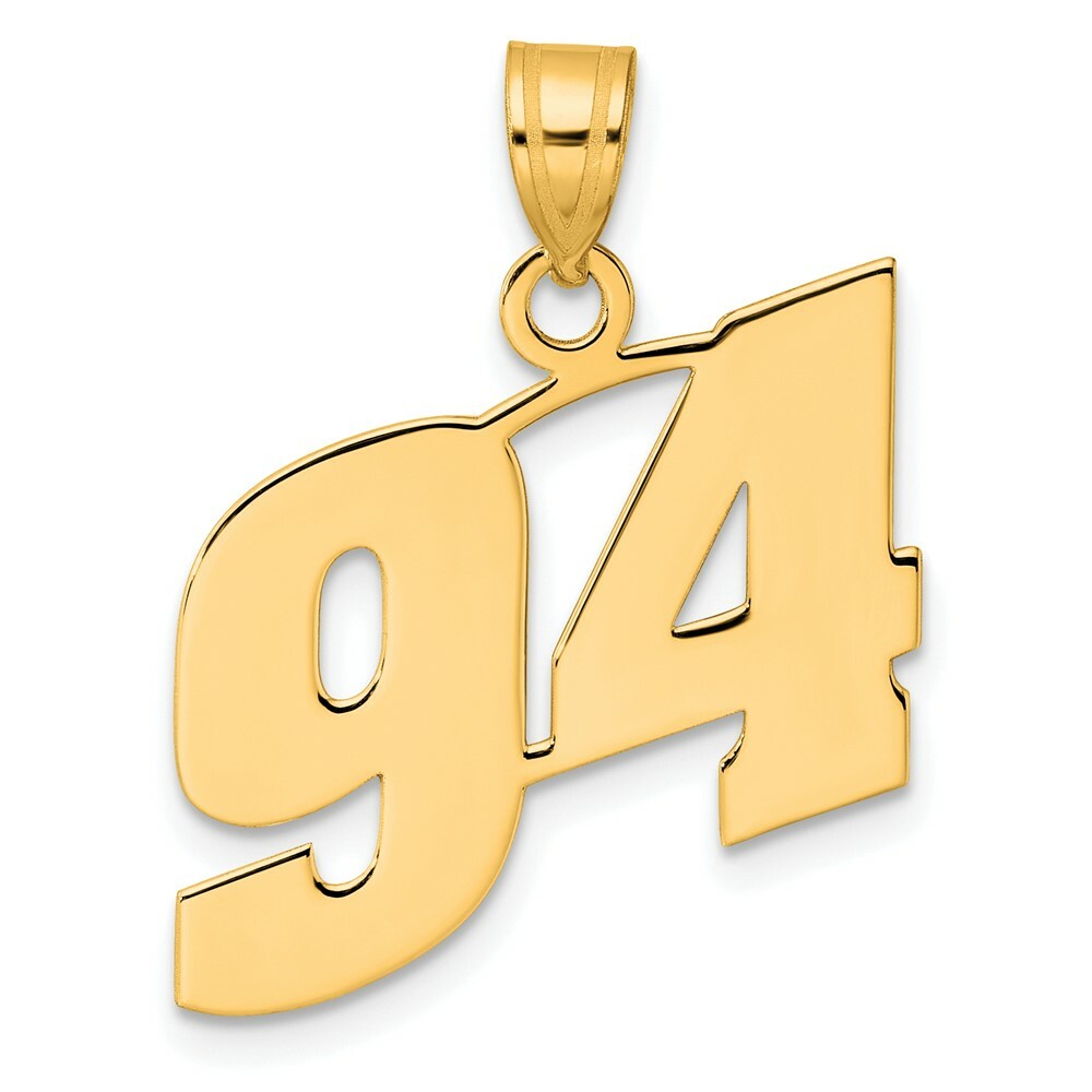 14K Yellow Gold Polished Block Number Pendant