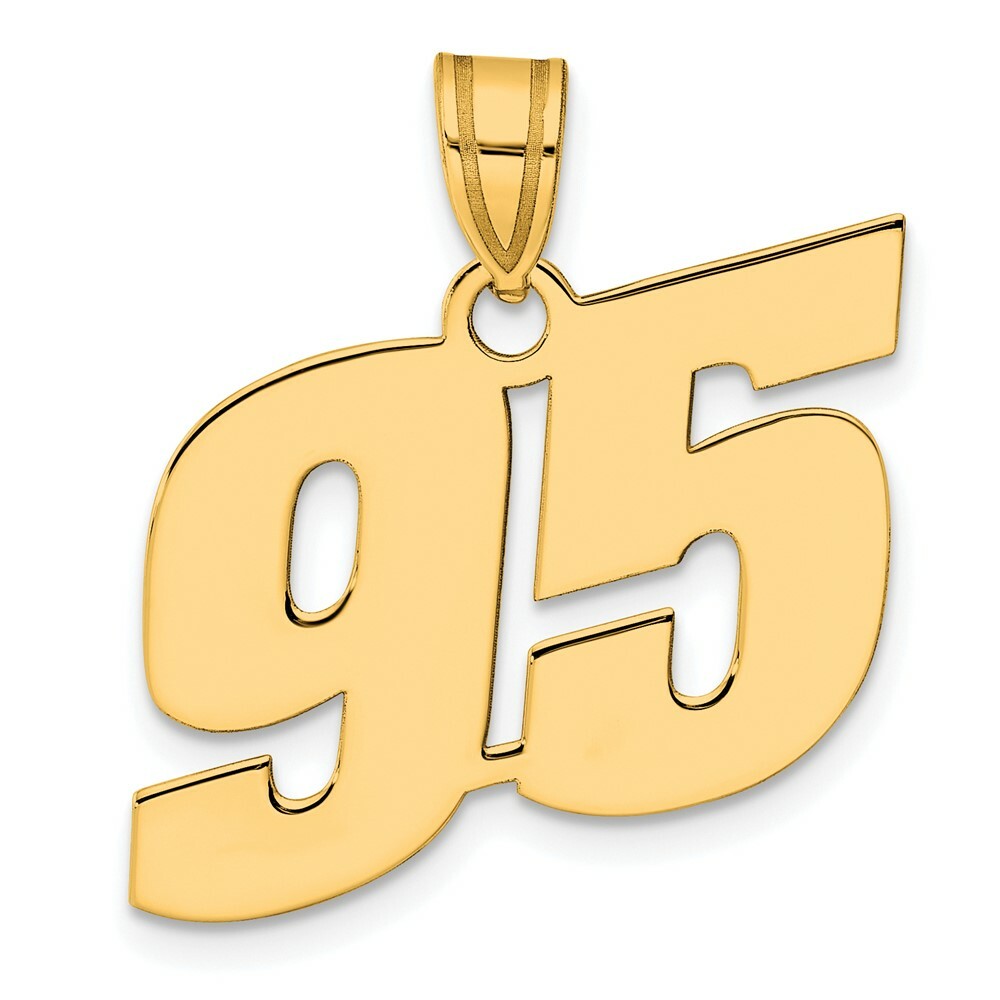 14K Yellow Gold Polished Block Number Pendant