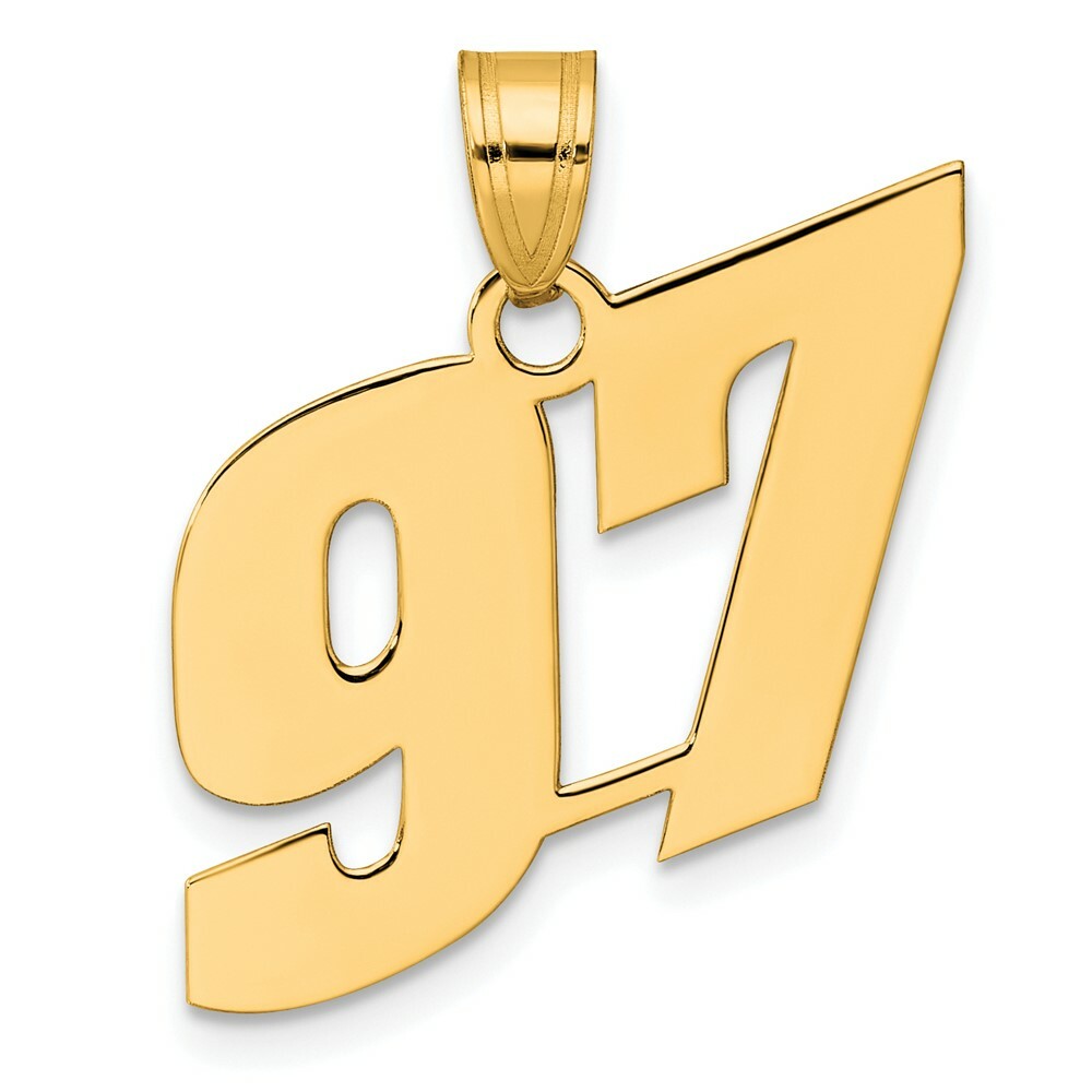 14K Yellow Gold Polished Block Number Pendant