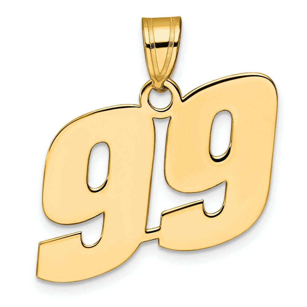 14K Yellow Gold Polished Block Number Pendant