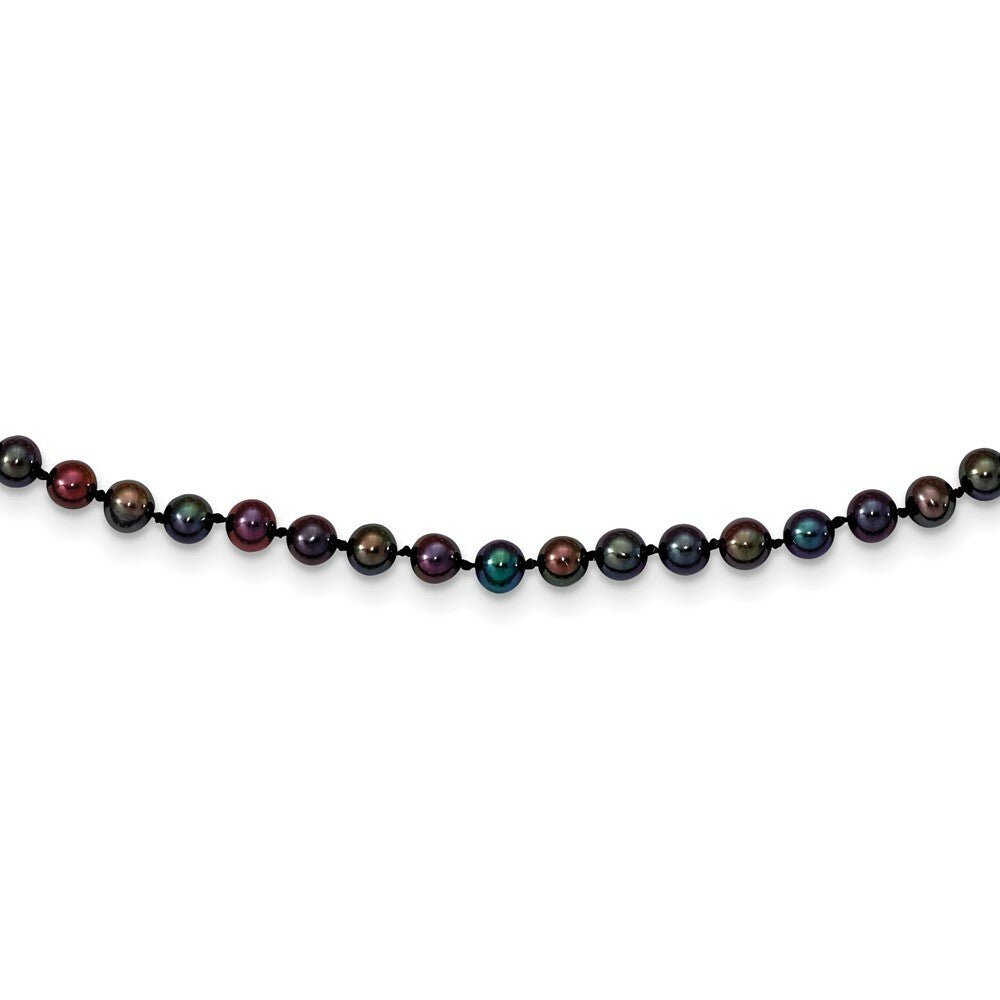 14K Yellow Gold 4-5mm Black Freshwater Cultured Near Round Pearl Necklace