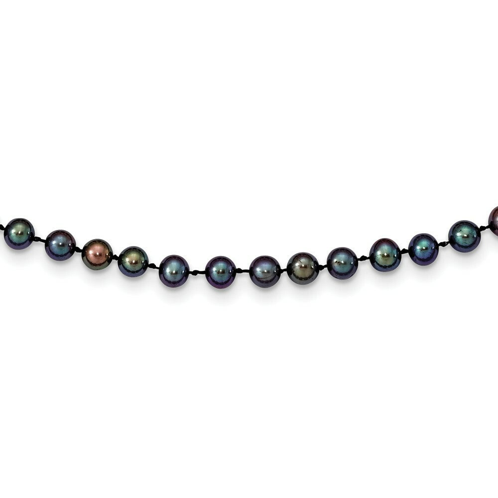 14K Yellow Gold 5-6mm Black Freshwater Cultured Near Round Pearl Necklace