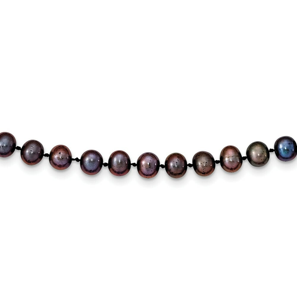 14K Yellow Gold 6-7mm Black Freshwater Cultured Near Round Pearl Necklace