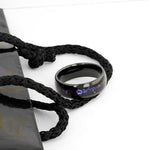 Load image into Gallery viewer, Mens Black Tungsten Crushed Alexandrite and Dark Blue &amp; Purple Crushed Goldstone Wedding Ring - Domed Polished Fit - 4mm 8mm Wide - Style name: COSMIC

