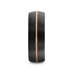 Load image into Gallery viewer, Mens Black Tungsten with Brass Guitar String and Whiskey Barrel Inner Sleeve Wedding Ring - 8mm Wide - Style name: CHORDAL
