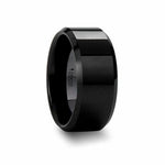 Load image into Gallery viewer, CITAR Beveled Polish Finished Black Ceramic Wedding Ring 4mm - 12mm Wide Wedding Band
