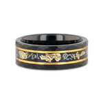 Load image into Gallery viewer, Mens Black Tungsten Meteorite Inlay Wedding Ring - 8mm Wide - Style name: INFINIA
