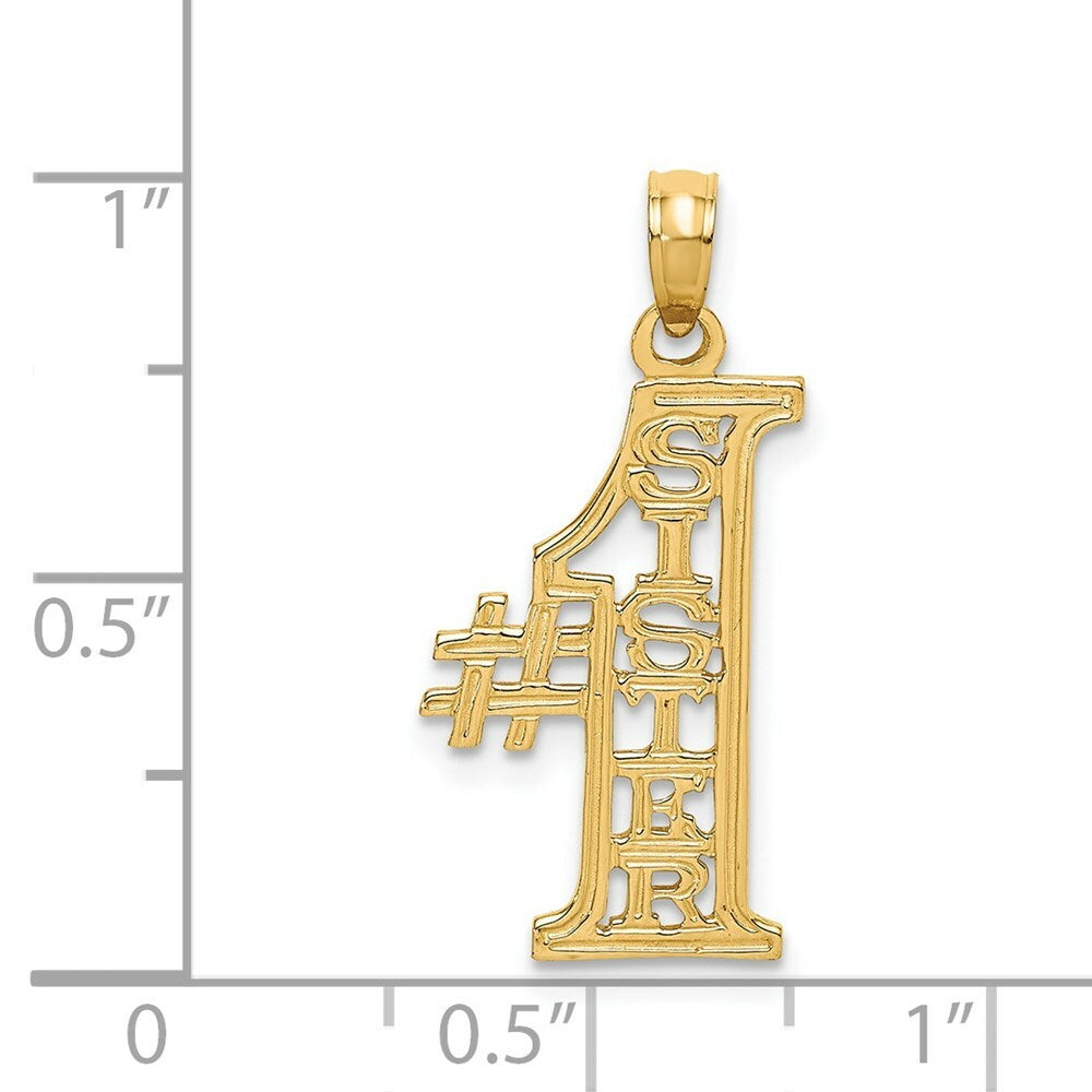 14K Yellow Gold #1 Sister Charm Pendant
